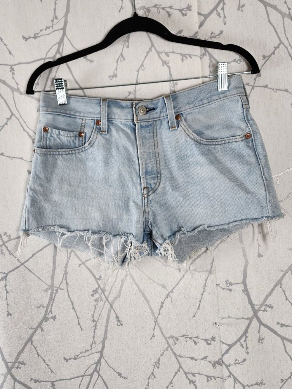 Levi's Light Wash Denim High Rise 501 Cutoff Shorts